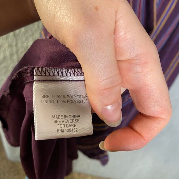 Modcloth womens Aline purple striped knee length dress belted round neck M - Picture 7 of 10